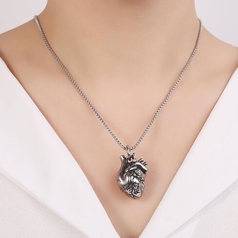 Anatomical 3D Heart Cremation Jewelry For Ashes Of Loved Ones Keepsake Urn Necklace For Women Men Memorial Pendant Stainless Steel in Kuwait