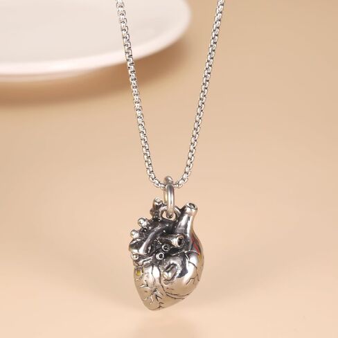 Anatomical 3D Heart Cremation Jewelry For Ashes Of Loved Ones Keepsake Urn Necklace For Women Men Memorial Pendant Stainless Steel in Kuwait