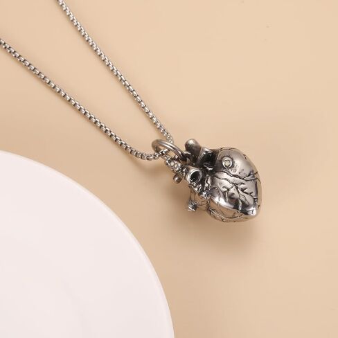 Anatomical 3D Heart Cremation Jewelry For Ashes Of Loved Ones Keepsake Urn Necklace For Women Men Memorial Pendant Stainless Steel in Kuwait