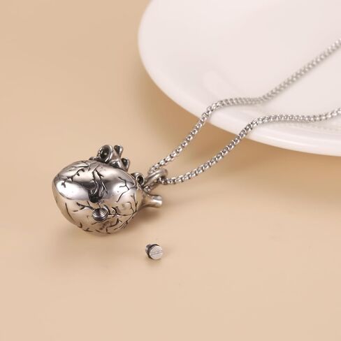 Anatomical 3D Heart Cremation Jewelry For Ashes Of Loved Ones Keepsake Urn Necklace For Women Men Memorial Pendant Stainless Steel in Kuwait