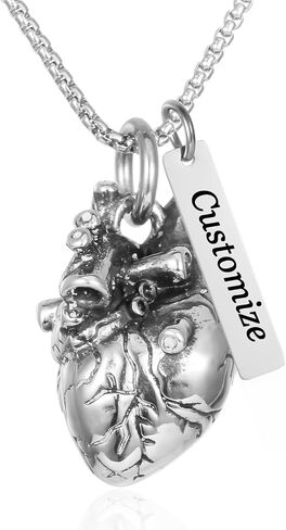 Anatomical 3D Heart Cremation Jewelry For Ashes Of Loved Ones Keepsake Urn Necklace For Women Men Memorial Pendant Stainless Steel in Kuwait