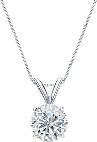 1/5 to 1 Carat Diamond Round Solitaire Pendant Necklace for Women in 14k Gold (I1-I2, cttw) on 18 Inch Chain with Spring Ring Clasp, 4-Prong Basket by Diamond Wish in Kuwait