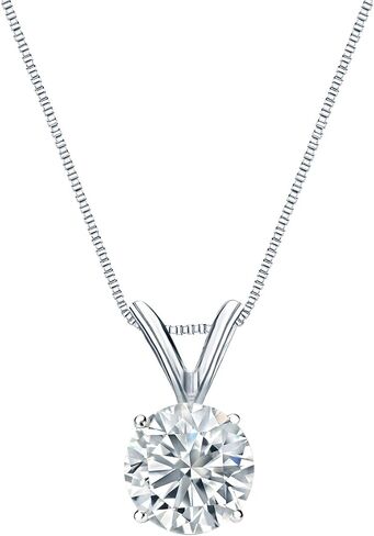 1/5 to 1 Carat Diamond Round Solitaire Pendant Necklace for Women in 14k Gold (I1-I2, cttw) on 18 Inch Chain with Spring Ring Clasp, 4-Prong Basket by Diamond Wish in Kuwait