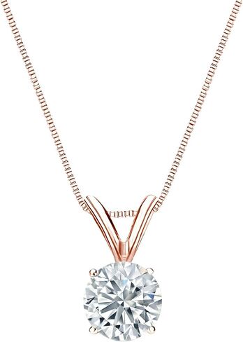 1/5 to 1 Carat Diamond Round Solitaire Pendant Necklace for Women in 14k Gold (I1-I2, cttw) on 18 Inch Chain with Spring Ring Clasp, 4-Prong Basket by Diamond Wish in Kuwait