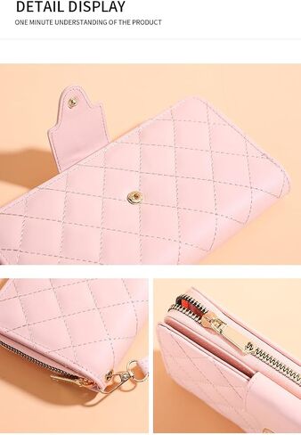 Women Wallet Long PU Leather with Zipper And Button Closure Card Slots Bracelet Coin Pouch (Light blue) in Saudi Arabia