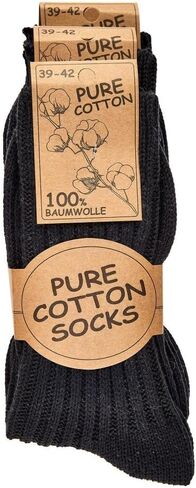 Leo Design 3 pairs of PURE COTTON Winter Socks, For Women, Soft, 100% NATURAL, Seamless, suitable for sensitive skin in Saudi Arabia