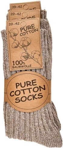 Leo Design 3 pairs of PURE COTTON Winter Socks, For Women, Soft, 100% NATURAL, Seamless, suitable for sensitive skin in Saudi Arabia