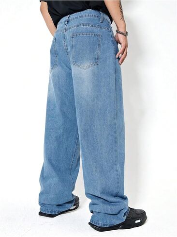 بنطلون جينز فضفاض غير رسمي للرجال من Verdusa بنطال جينز طويل بأرجل مستقيمة in Kuwait