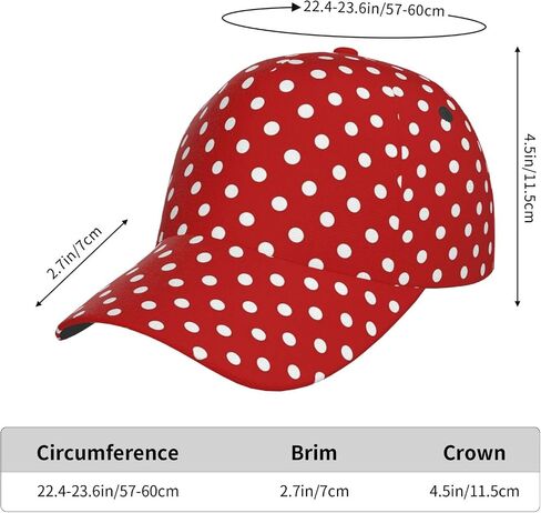 Polka Dots Baseball Cap Workout Hats with Adjustable Strap for Men & Women Dad Hat Snapback Hat in Kuwait