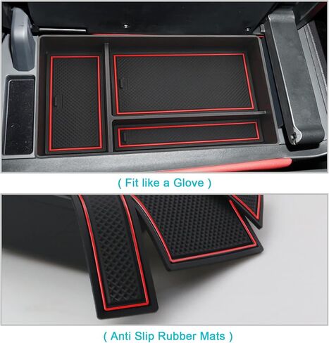 CDEFG Center Console Organizer Tray for 2022 2023 2024 Lexus NX 250 350H 450H Accessories Armrest Storage Box Secondary Insert Tray Coin Container Black ABS Material with 1 Colored Mats (Red Trim) in Saudi Arabia