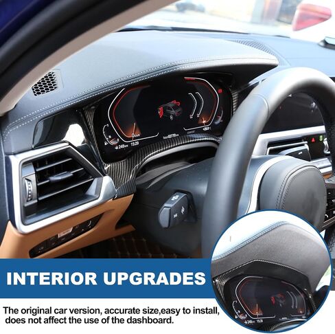 إطار عداد السرعة للوحة قيادة السيارة متوافق مع BMW 3 Series G20 G21 320i 330i M340i 2020-2022، ملحقات داخلية لإطار حماية غطاء لوحة التحكم المركزية (نمط ألياف الكربون) in Kuwait