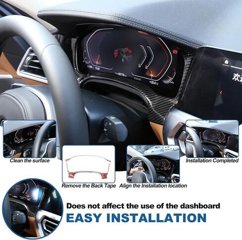 إطار عداد السرعة للوحة قيادة السيارة متوافق مع BMW 3 Series G20 G21 320i 330i M340i 2020-2022، ملحقات داخلية لإطار حماية غطاء لوحة التحكم المركزية (نمط ألياف الكربون) in Kuwait