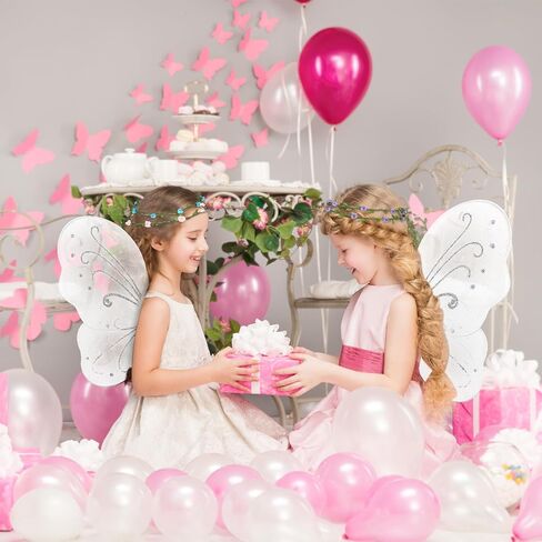 Zeyune 12 مجموعة من أجنحة الفراشات وأجنحة الجنيات زي الأميرة إكليل الجنيات لحفلات الزفاف وأعياد الميلاد وحفلات الفتيات (أبيض، كلاسيكي) in Kuwait