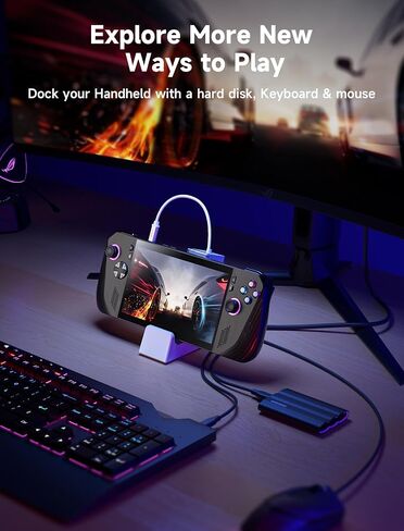 JSAUX Docking Station for ROG Ally X/ROG Ally/Steam Deck/Legion Go, 6-in-1 ROG Ally X Dock with HDMI 4K@120Hz, Gigabit Ethernet, Dual USB-A 3.2 Gen 1, USB-C 3.2 Gen 1 and PD 100W Charging - HB0609 in Saudi Arabia