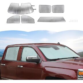 RT-TCZ Windshield Sunshade Sun Shade Heat Shield Window Sun Visor Mat for GMC Sierra 2014-2017,for Chevrolet Silverado 2014-2017,6PCS