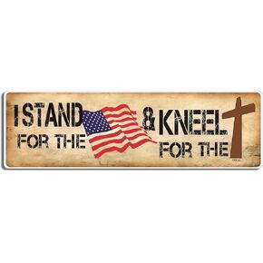 Gear Tatz - I Stand for The (Flag) and Kneel for The (Cross) New Novelty - Bumper Sticker - 3 x 10 inch - Professionally Made in USA - Vinyl Decal