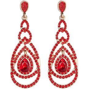 Cute Hollow Crystal Rhinestone Teardrop 8-Shaped Long Dangle Earrings for Women Fashion Strand Jewelry
