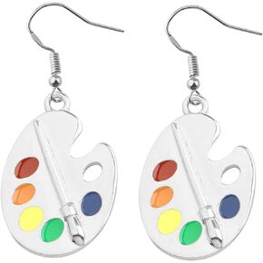 Artist Paint Brush Earrings Paint Palette Charm Earrings Colorful Painter Jewelry Artist Gift Art Teacher Gifts (Artist Charm Earrings)