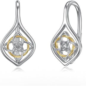 Celtic Knot Earrings Sterling Silver Trinity Knot Witches Knot Leverback Earrings Irish Jewelry Gifts for Women Girls