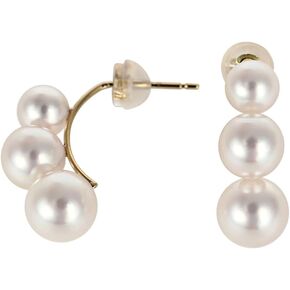 Japanese 5.5-7.0mm Akoya Cultured Pearl Drop Earrings for Women with 18K Yellow Gold | Elegant Design Excellent Gift | Pearl Earrings