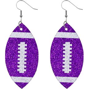 Glitter Faux Leather Football Drop Dangle Earrings for Women Gift Accessories Football Jewelry for Moms