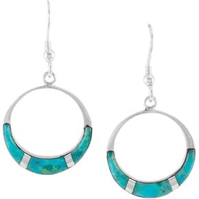 Turquoise Earrings Sterling Silver 925 & Genuine Turquoise (Select style) (Eternity Loops)