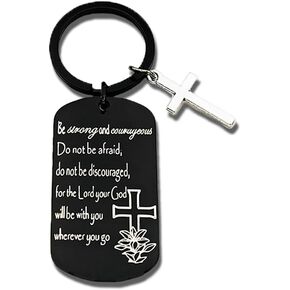 Christian Gifts Inspirational Bible Verse Keychain Be Strong And Courageous Cross Keychain Men Women Religious Gifts For Family Friend Birthday Christmas Thanksgiving