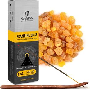 Premium Frankincense Incense Sticks 250g (135 Sticks)+ Holder| for Meditation, Aromatherapy, Spiritual Healing & Prayers| Calming, Grounding, Stress Relief, Focus, Relaxation, Sleep Improvement