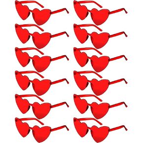 12 Pairs Heart Sunglasses for Women Colored Pack Fun Glasses Bulk for Party Favor