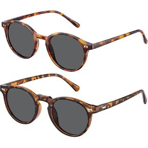 STGATN 2 Pack Small Round Polarized Sunglasses for Women Men Trendy Sunnies UV400 Lenses ST5115