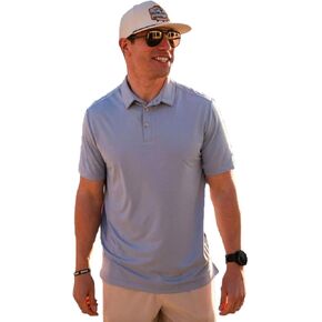 Burlebo Men's Performance Short Sleeve Polo Golf Shirt (Heather Sky Blue, XX-Large)