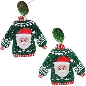 Christmas Earrings for Women Acrylic Dangle Earrings Christmas Holiday Earrings Merry Christmas Santa Claus Snowman Ugly Sweater Elk Xmas Jewelry Gifts Accessories