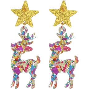 Christmas Earrings for Women Acrylic Dangle Earrings Christmas Holiday Earrings Merry Christmas Santa Claus Snowman Ugly Sweater Elk Xmas Jewelry Gifts Accessories in Saudi Arabia
