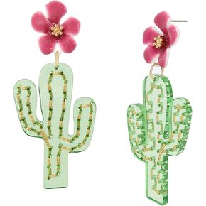 Betsey Johnson Womens Cactus Drop Earrings