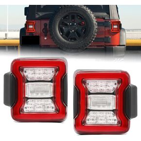 LED Smoked Tail Light Fit For 2007 2008 2009 2010 2011 2012 2013 2014 2015 2016 2017 2018 Jeep Wrangler JK JKU with Sequential Turn Signal Lamp Brake Reverse Light- Z Shaped