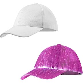 Led Light up hat with 7 Colors Flashing Light by Fiber Optic, neon Glow hat Baseball Cap Funny Luminous Rave hat