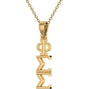 Phi Sigma Sigma Vertical Yellow Gold Plated Sterling Silver with 18" Chain