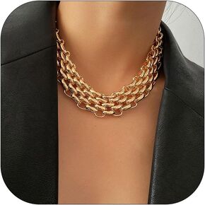 Chunky Gold Necklace for Women Dainty Gold Chain Necklace Women Big Heart Pendant Necklace Vintage Thick Necklace for Women Trendy Jewelry Gifts for Women
