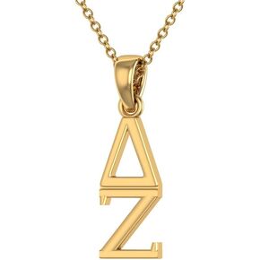 Delta Zeta Vertical Yellow Gold Plated Sterling Silver with 18" Chain