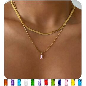 قلادة سلسلة متعرجة ذهبية للنساء، قلادة جوهرة الميلاد الرائعة على قلادة لايريرد بسلسلة ثعبان أنيقة in Kuwait