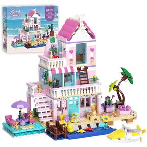 Girl Beach House Building Blocks Toys for Girls Age 8+, Seaside Villa Friends Building Set with Light, 791pcs Mini Bricks