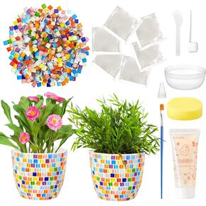 Tioncy 2 Set DIY Vase Mosaic Kit for Adults Gift, DIY Mosaic Arts and Craft Kits with Vase Flower Mosaic Accessories Art Kit for Christmas Room Decor Craft Lovers Handmade Artwork