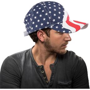 American Flag Hat Patriotic Flag Baseball Cap USA Hat in Red, White and Navy Blue Stars and Wavy Stripes,OS, Red/White/Blue, One Size