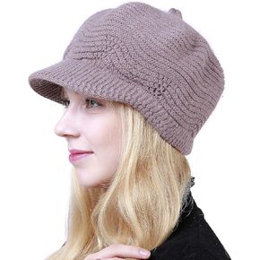 Muryobao Womens Winter Warm Slouchy Cable Knit Beanie Skull Hat with Visor