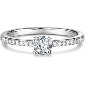 AGVANA 0.4-1.2 Ct. Tw. Lab Grown Diamond 4 Prong Solitaire Ring in Sterling Silver (0.3-1 Carat Main Stone) Engagement Anniversary Wedding Ring for Women (D-E Color, VS Clarity)