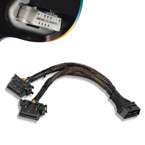 B6 OBD2 Splitter Cable 16 Pin OBD II Splitter Extension 1 Male to 2 Female Extension Y Cable Adapter Fits for All Standard OBD2 Devices (30 cm/1ft /12")