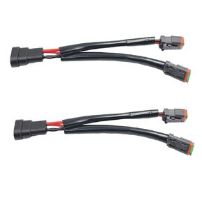 2Pcs 9005 9006 H10 Male to Deutsch DT DTP Female 2 Way Splitter Wire Bulb Socket Waterproof Headlight Conversion Wiring Harness Adapters Extension Compatible with Light Fog Use LED Car Accessories