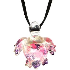 Handmade Pink Purple Sea Turtle Art Glass Blown Sea Animal Figurine Pendant Necklace Jewelry - Y2016