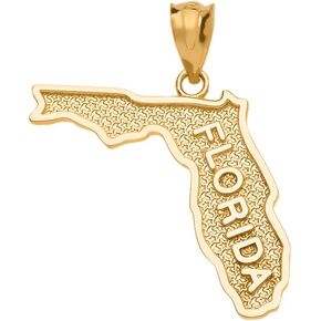 Florida US State Map Charm Pendant in 14k Yellow Gold