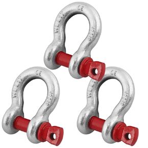 5 Pcs 3/8'' D Ring Anchor Shackles, Galvanized Screw Pin Galvanized Screw Pin Heavy Duty Shackle for Tow Strap/Winch/Traction Steel Wire/Vehicle Recovery,1 Ton (2204 lbs) Working Load Limit